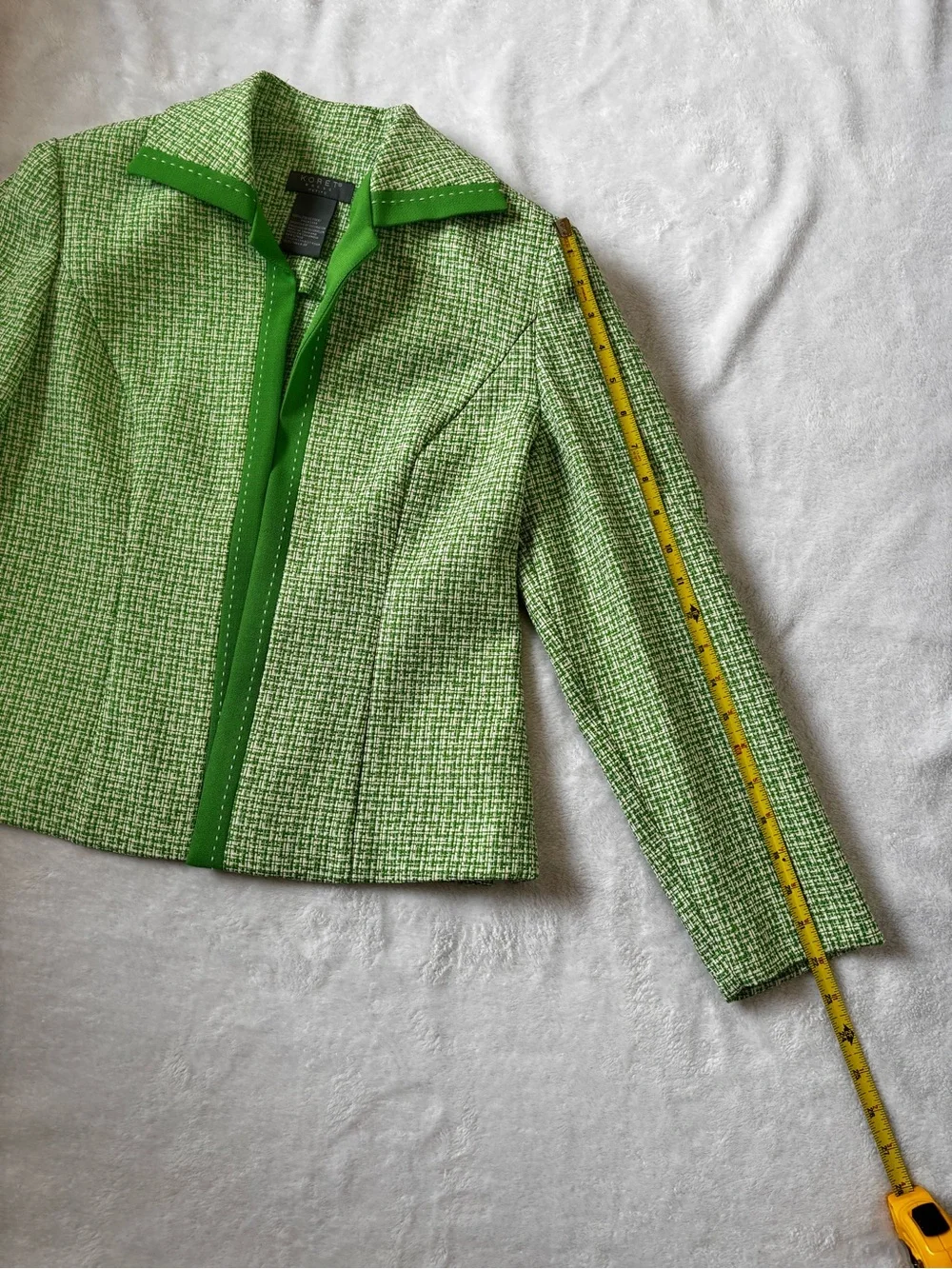 VTG Koret 3 Piece Pantsuit Set Green White Tweed 8P NWT Deadstock Matching Set